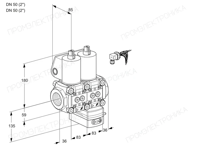 Kromschroder VCG 3E50R/50R05NGKWL/MMMM/PPPP — двойной электромагнитный газовый клапан — 88105156