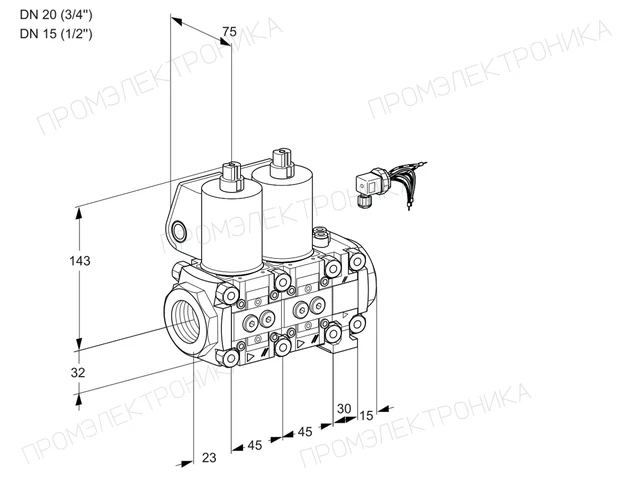 Kromschroder VCS 1E20R/15R05NNVWL/PPPP/PPPP — двойной электромагнитный газовый клапан — 88107453