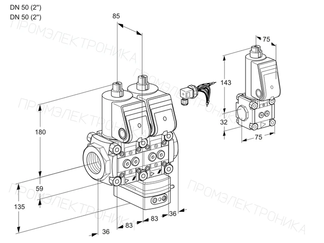 Kromschroder VCG 3E50R/50R05NGEWR/PPPP/PPZS — двойной электромагнитный газовый клапан — 88106329
