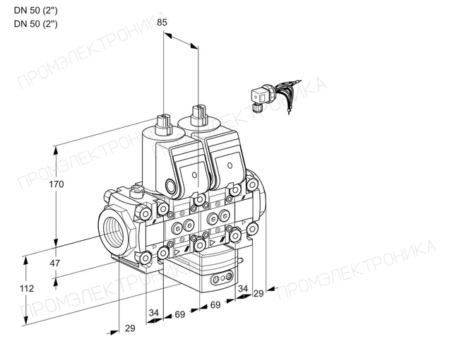 Kromschroder VCG 2E50R/50R05FNGEVWR/PPPP/PPPP — двойной электромагнитный газовый клапан — 88104362