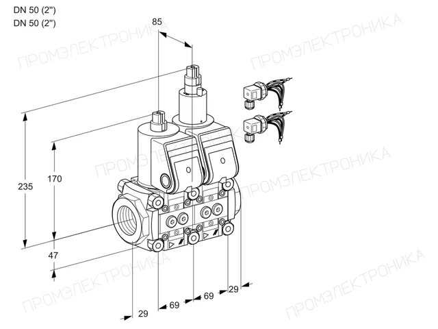 Kromschroder VCS 2E50R/50R05NLWR6/PPPP/PPPP — двойной электромагнитный газовый клапан — 88106687