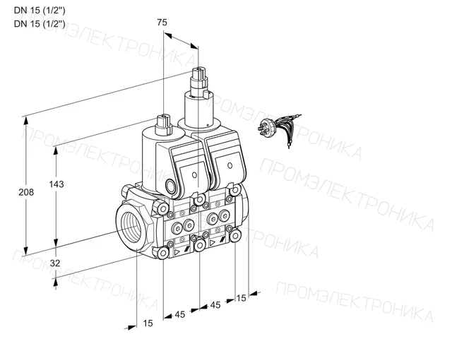 Kromschroder VCS 1E15R/15R05NLWR/PPPP/PPPP — двойной электромагнитный газовый клапан — 88104297
