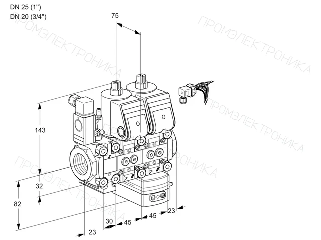 Kromschroder VCD 1E25R/20R05F3ND-25WR/PPPP/PPPP — двойной электромагнитный газовый клапан — 88104941