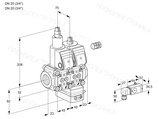 Kromschroder VCG 1E20R/20R05LGEWR/2-PP/MMMM — двойной электромагнитный газовый клапан — 88104851