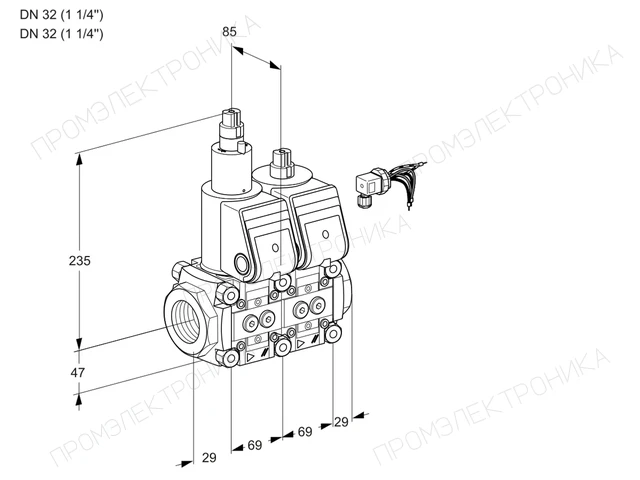 Kromschroder VCS 2E32R/32R05LNWR/PPPP/PPPP — двойной электромагнитный газовый клапан — 88106963