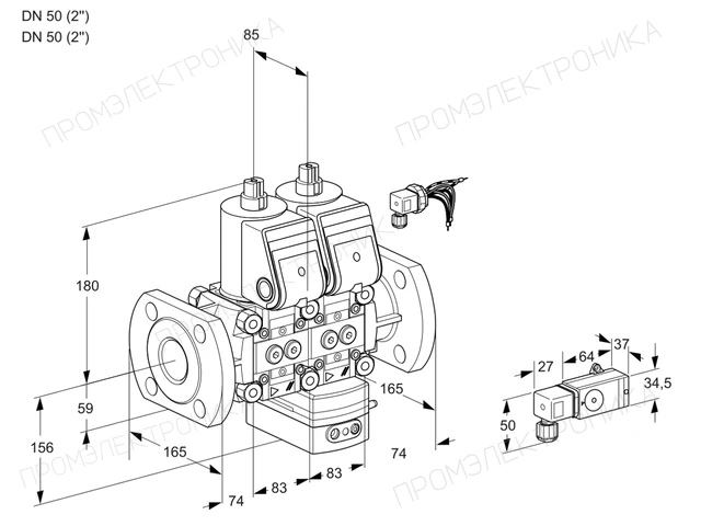 Kromschroder VCV 3E50F/50F05NVKWR/3-PP/PPPP — двойной электромагнитный газовый клапан — 88104012