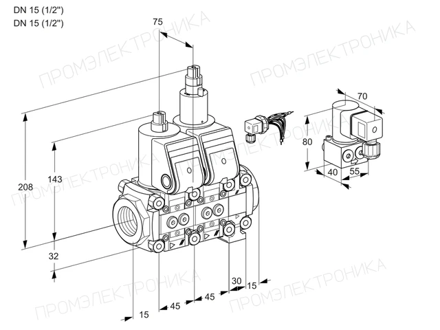 Kromschroder VCS 1E15R/15R05NLVWR/PPPP/BYPP — двойной электромагнитный газовый клапан — 88107725