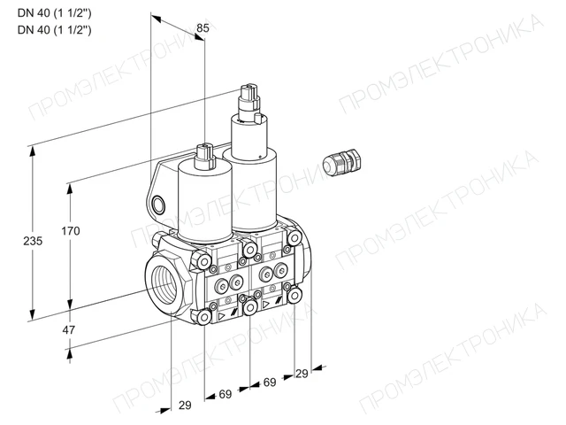 Kromschroder VCS 2E40R/40R05NLWL/PPPP/PPPP — двойной электромагнитный газовый клапан — 88100299