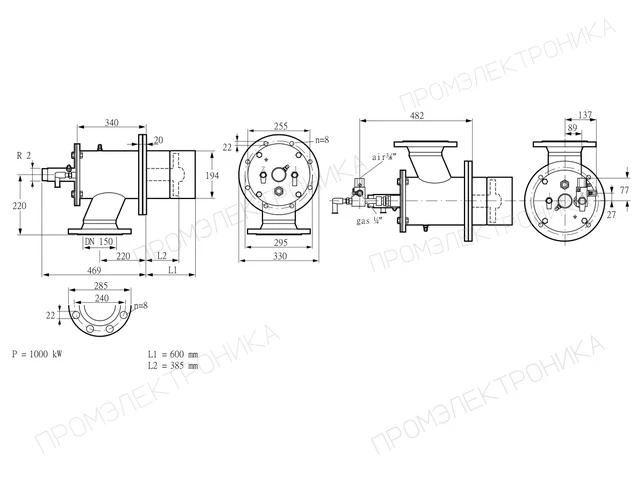 Kromschroder ZIO 200RML-600/385-(37)DB — промышленная газовая горелка — 84099833