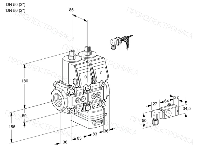 Kromschroder VCV 3E50R/50R05NVKWR/2-PP/PPPP — двойной электромагнитный газовый клапан — 88103341