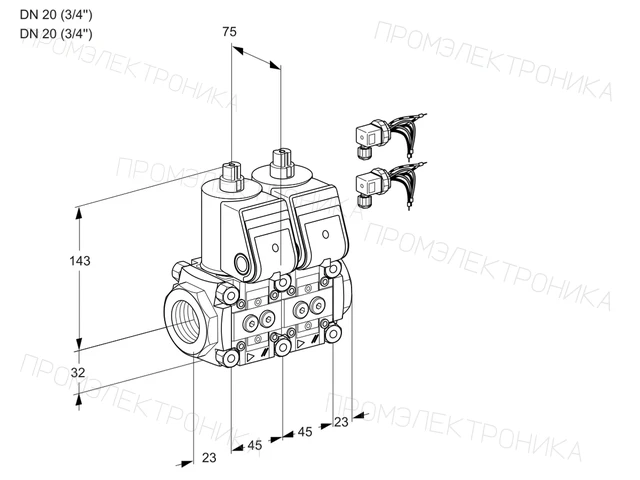 Kromschroder VCS 1E20R/20R05NNWR6/PPPP/PPPP — двойной электромагнитный газовый клапан — 88106678