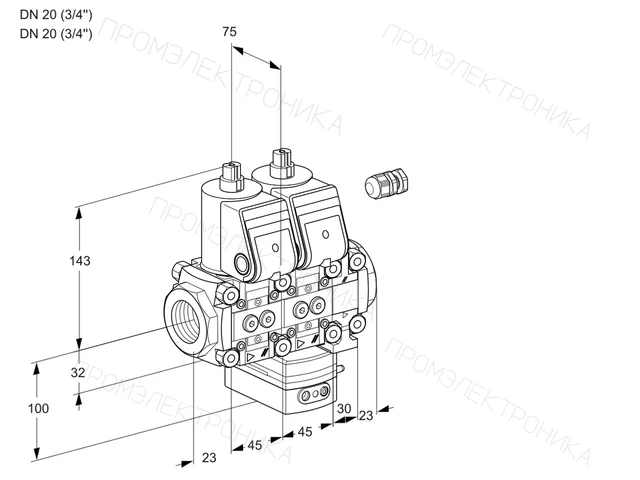 Kromschroder VCH 1E20R/20R05NHEVWR/PPPP/PPPP — двойной электромагнитный газовый клапан — 88103982