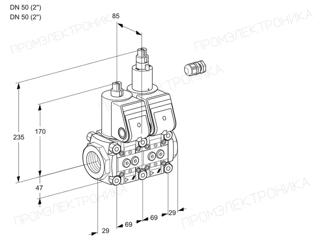 Kromschroder VCS 2E50R/50R05NLWR/PPPP/PPPP — двойной электромагнитный газовый клапан — 88105149