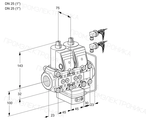 Kromschroder VCH 1E25R/25R05NHEVWR6/PPPP/PPPP — двойной электромагнитный газовый клапан — 88100519