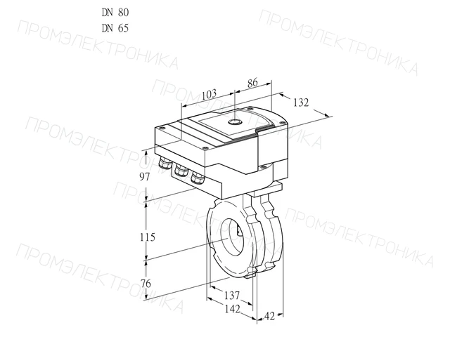 Kromschroder IBG 80/65W05/20-07Q2E — дисковая поворотная заслонка — 88302235