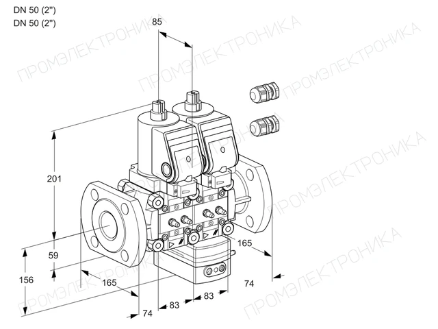 Kromschroder VCV 3E50F/50F05NVKWSR3/MMMM/PPPP — двойной электромагнитный газовый клапан — 88103213