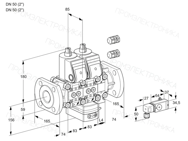 Kromschroder VCH 3E50F/50F05NHEVWR3/-3PP/PPPP — двойной электромагнитный газовый клапан — 88106341