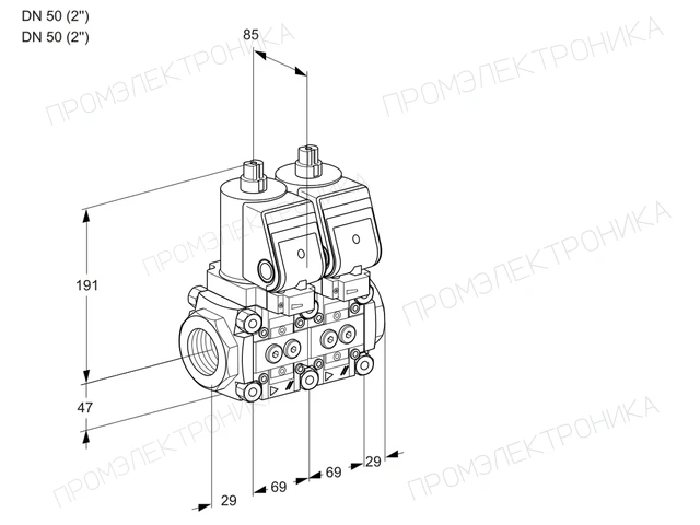 Kromschroder VCS 2T50N/50N05NNQGR/PPPP/PPPP — двойной электромагнитный газовый клапан — 88105569