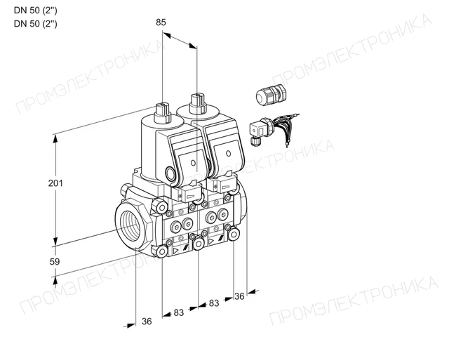 Kromschroder VCS 3E50R/50R05NNWSR8/PPPP/PPPP — двойной электромагнитный газовый клапан — 88104384