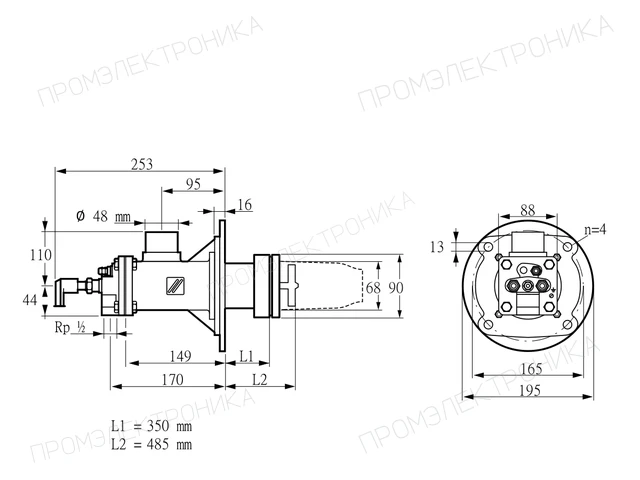 Kromschroder BICA 65HB-350/485-(34A)DR — промышленная газовая горелка — 84022468
