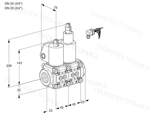 Kromschroder VCS 1E20R/20R05NLKL/PPPP/PPPP — двойной электромагнитный газовый клапан — 88106417