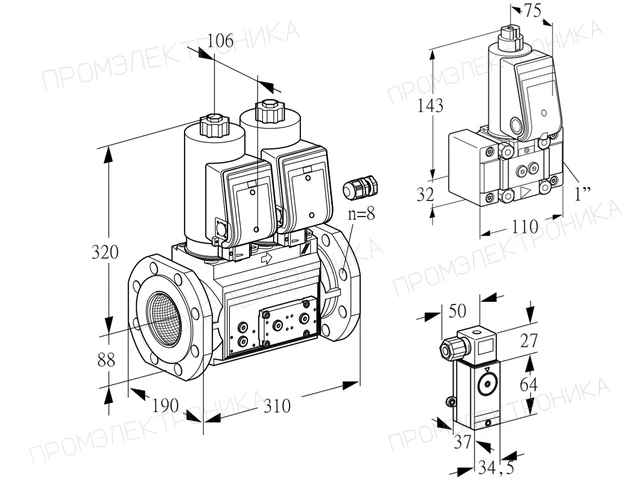 Kromschroder VCS 780F05NNWGR3E/3-PP/PPZ- — двойной электромагнитный газовый клапан — 88204929