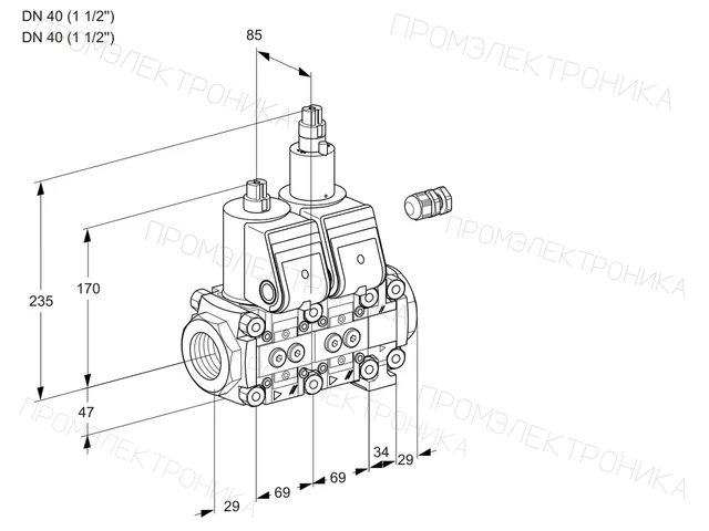 Kromschroder VCS 2E40R/40R05NLVQR/PPPP/PPPP — двойной электромагнитный газовый клапан — 88103570