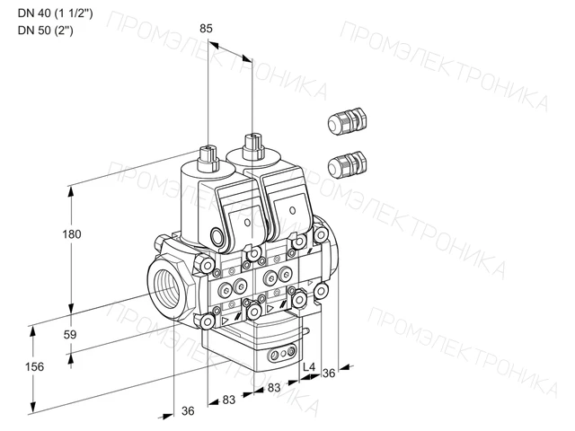 Kromschroder VCH 3E40R/50R05NHEVWR3/PPPP/PPPP — двойной электромагнитный газовый клапан — 88106131