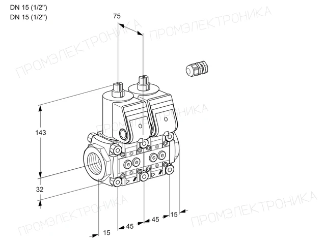 Kromschroder VCS 1E15R/15R05NNWR/PPPP/PPPP — двойной электромагнитный газовый клапан — 88103416