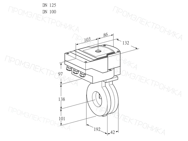 Kromschroder IBA 125/100Z05/20-30W3E — дисковая поворотная заслонка — 88302062