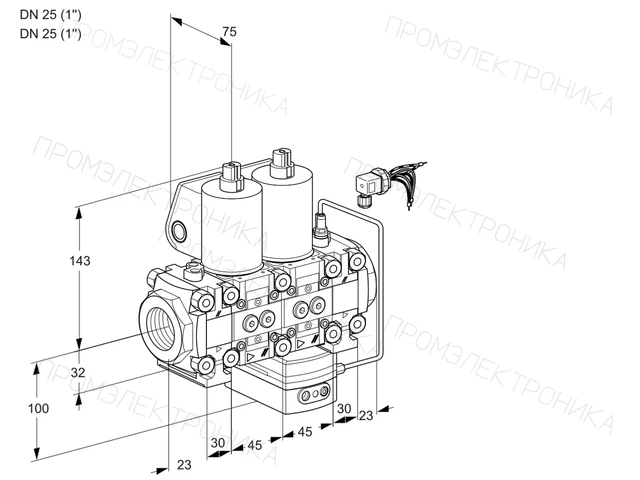 Kromschroder VCH 1E25R/25R05FNHEVWL/PPPP/MMPP — двойной электромагнитный газовый клапан — 88102761