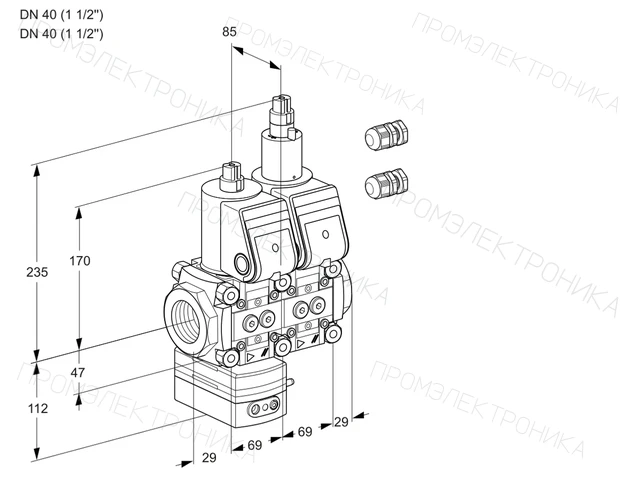 Kromschroder VCG 2E40R/40R05GELWR3/PPPP/PPPP — двойной электромагнитный газовый клапан — 88105395