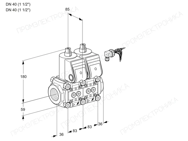 Kromschroder VCS 3E40R/40R05NNWR/PPPP/PPPP — двойной электромагнитный газовый клапан — 88104025