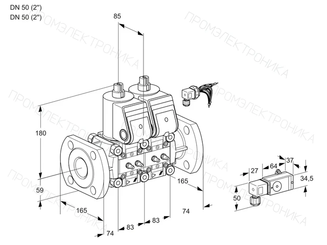 Kromschroder VCS 3E50F/50F05NNWR/MMMM/-3PP — двойной электромагнитный газовый клапан — 88107564