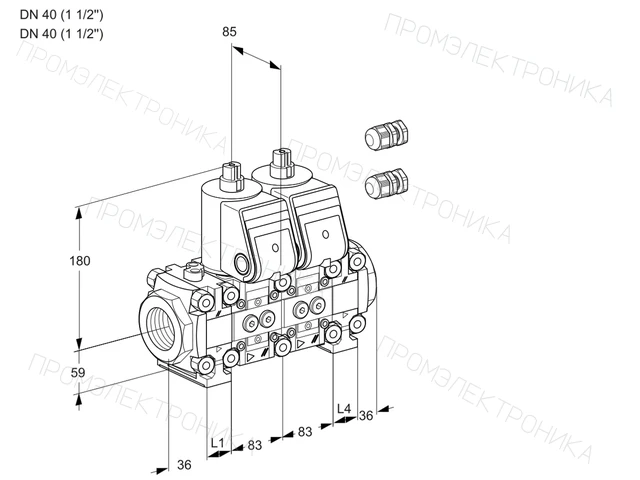 Kromschroder VCS 3E40R/40R05FNNVWR3/PPPP/PPPP — двойной электромагнитный газовый клапан — 88106064