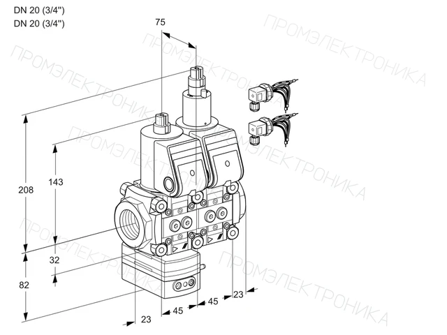 Kromschroder VCG 1E20R/20R05GELWR6/PPPP/PPPP — двойной электромагнитный газовый клапан — 88103514