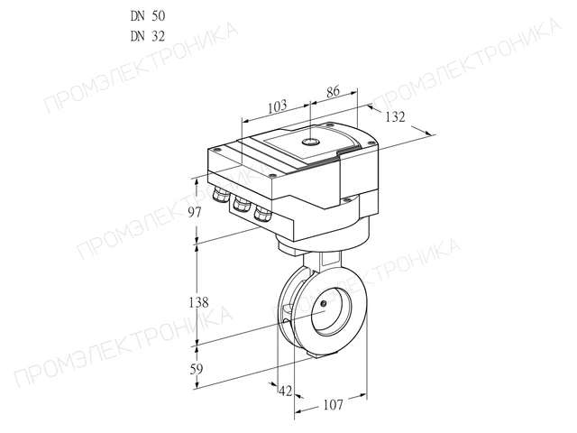Kromschroder IBAF 50/32Z05/20-30W3E — дисковая поворотная заслонка — 88302227