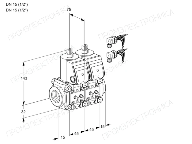 Kromschroder VCS 1E15R/15R05NNWR6/MMMM/PPPP — двойной электромагнитный газовый клапан — 88104781
