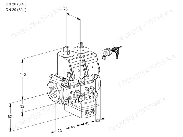 Kromschroder VCD 1E20R/20R05ND-25WR/MMMM/PPPP — двойной электромагнитный газовый клапан — 88105232