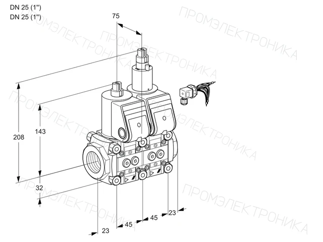 Kromschroder VCS 1E25R/25R05NLWR3/PPPP/PPPP — двойной электромагнитный газовый клапан — 88104087