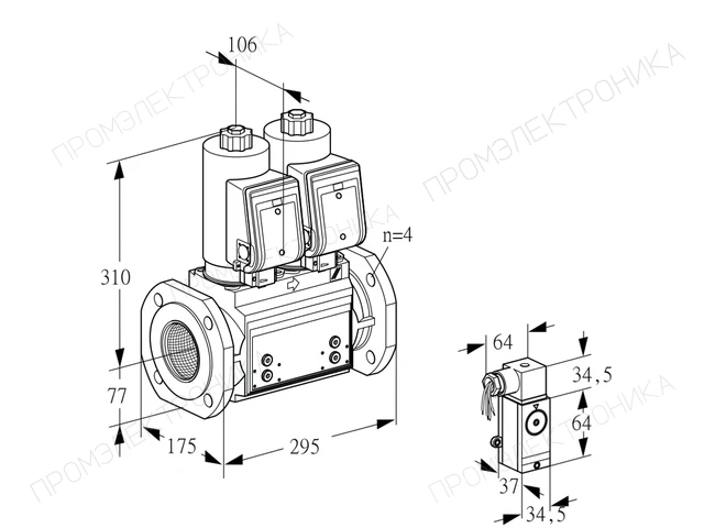 Kromschroder VCS 6T65A05NNQSRB/3-4-/PPPP — двойной электромагнитный газовый клапан — 88205229