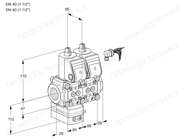 Kromschroder VCG 2E40R/40R05GENWR/PPPP/PPPP — двойной электромагнитный газовый клапан — 88107094
