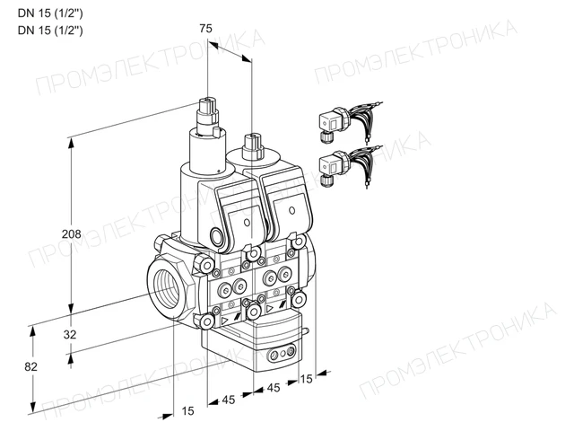 Kromschroder VCD 1E15R/15R05LD-50WR6/PPPP/PPPP — двойной электромагнитный газовый клапан — 88103830