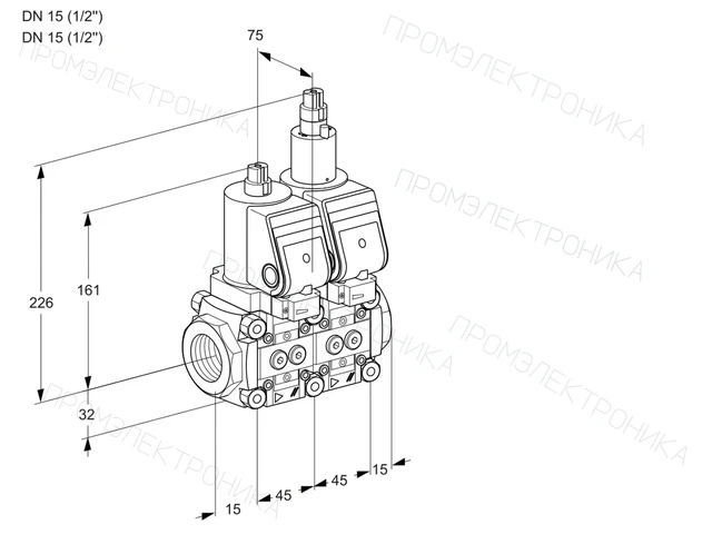 Kromschroder VCS 1T15N/15N05NLKGR/PPPP/PPPP — двойной электромагнитный газовый клапан — 88104864