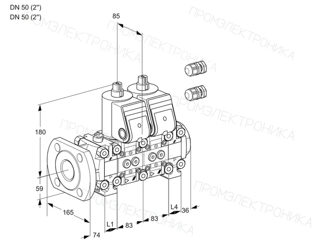 Kromschroder VCS 3E50F/50R05FNNVWR3/PPPP/PPPP — двойной электромагнитный газовый клапан — 88106190