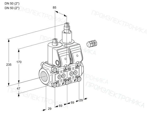 Kromschroder VCS 2E50R/50R05NLWR/PPPP/PPPP — двойной электромагнитный газовый клапан — 88104819