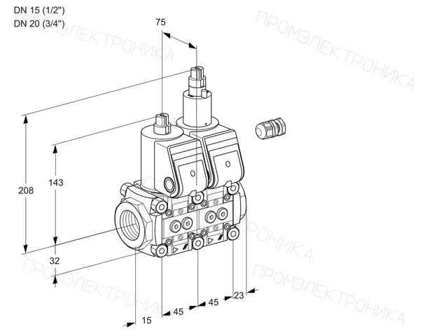 Kromschroder VCS 1E15R/20R05NLWR/PPPP/PPPP — двойной электромагнитный газовый клапан — 88105531