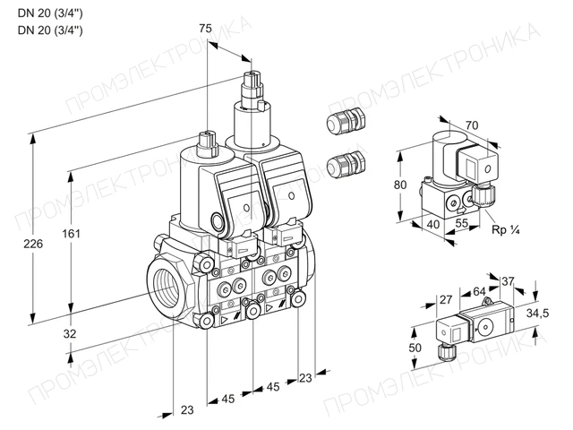 Kromschroder VCS 1E20R/20R05NLWSR3/-3PP/ZYPP — двойной электромагнитный газовый клапан — 88105846
