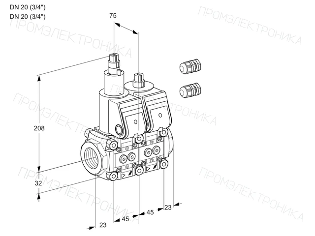 Kromschroder VCS 1E20R/20R05LNWR3/PPPP/PPPP — двойной электромагнитный газовый клапан — 88103580