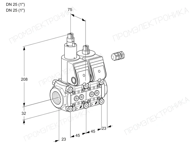 Kromschroder VCS 1E25R/25R05LNWR/PPPP/PPPP — двойной электромагнитный газовый клапан — 88103406